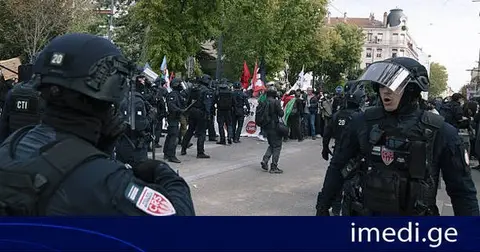 ლიონში პოლიციამ საპროტესტო აქციის დასაშლელად ცრემლსადენი გაზი გამოიყენა