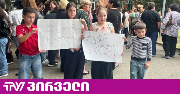 პროტესტი მისაქციელის სკოლასთან - მშობლებთან შესახვედრად ხუნდაძე და ექსპერტები ჩავიდნენ