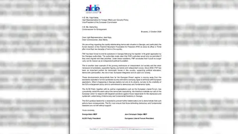 პოლიტიკური პარტია "ალდე" ევროკავშირის ლიდერებს, კაია კალასს და მარტა კოსს საქართველოს მთავრობის წევრების დასანქცირებას სთხოვს - მიზეზი არასამთავრობო ორგანიზაციების ქვეყნიდან გასვლაა