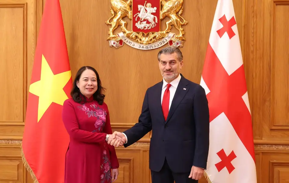 მიხეილ ყაველაშვილი ვიეტნამის სოციალისტური რესპუბლიკის ვიცე-პრეზიდენტს, ვო თჰი ან სუანს შეხვდა