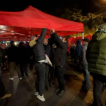 The opposition pitched tents on Chavchavadze Avenue