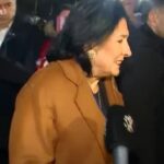 Salome Zurabishvili met the participants of the rally near the Orbelian Palace