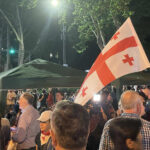 Protesters set up 2 tents at TSU on Chavchavadze Avenue on Chavchavadze Avenue