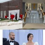 Social Media: Ilia Shamugia's wedding footage. Models were hired as decorations for some to give a heart image and stood in the garden, some of the apples