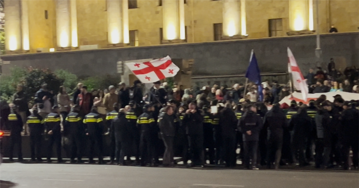 პოლიციამ რუსთაველზე მომიტინგეებს გზა არ გადააკეტინა – გაიმართა მსვლელობა მთავრობის ადმინისტრაციისკენ